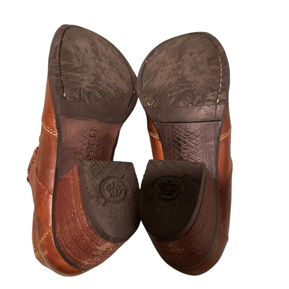 Born Brown Full Grain Leather Chunky Heel Ankle Slip On Nyssa Boots Size 9/40.5 - Picture 7 of 8